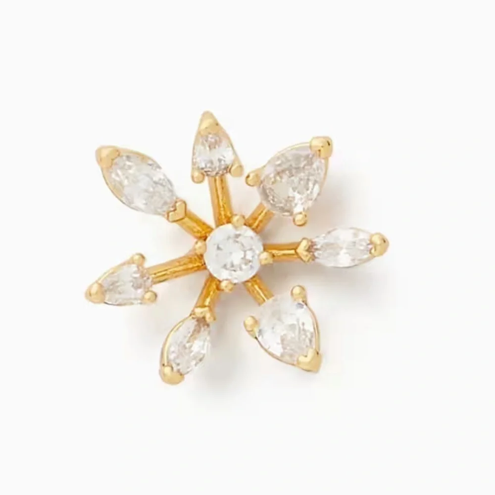 LAST PAIR🆕kate spade♠️Sparkly Snowflake Gold Stud Earrings Cubic Zirconia SALE
